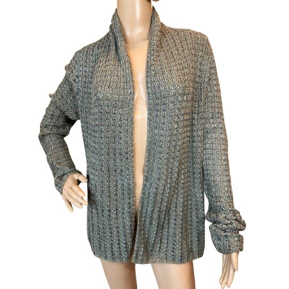 Peruvian Connection 100% Pima Cotton Crochet Open Knit Open Cardigan Size Large - Picture 1 of 16